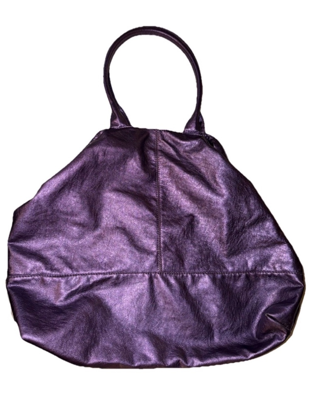 Sak’s Fifth Avenue Large Purple Shiny Metallic Leather Tote - Picture 8 of 12